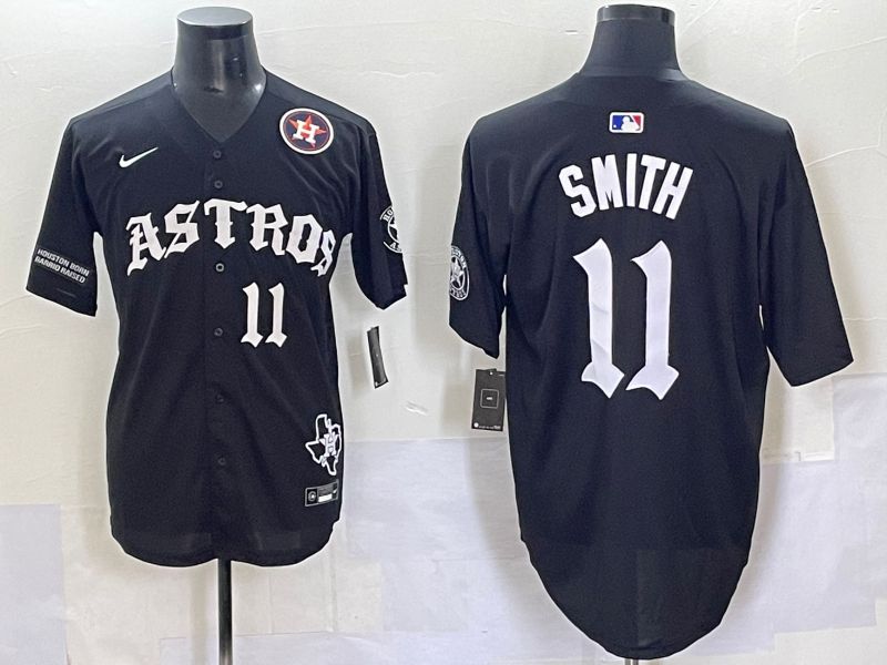Men 2025 Houston Astros 11 Smith Black Seven generations Joint Name Nike MLB Jersey style 70410